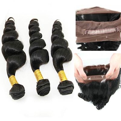 8A alisam ondas fraca frontal da polegada de 360 laços 24 3 pacotes do Weave do cabelo humano fornecedor